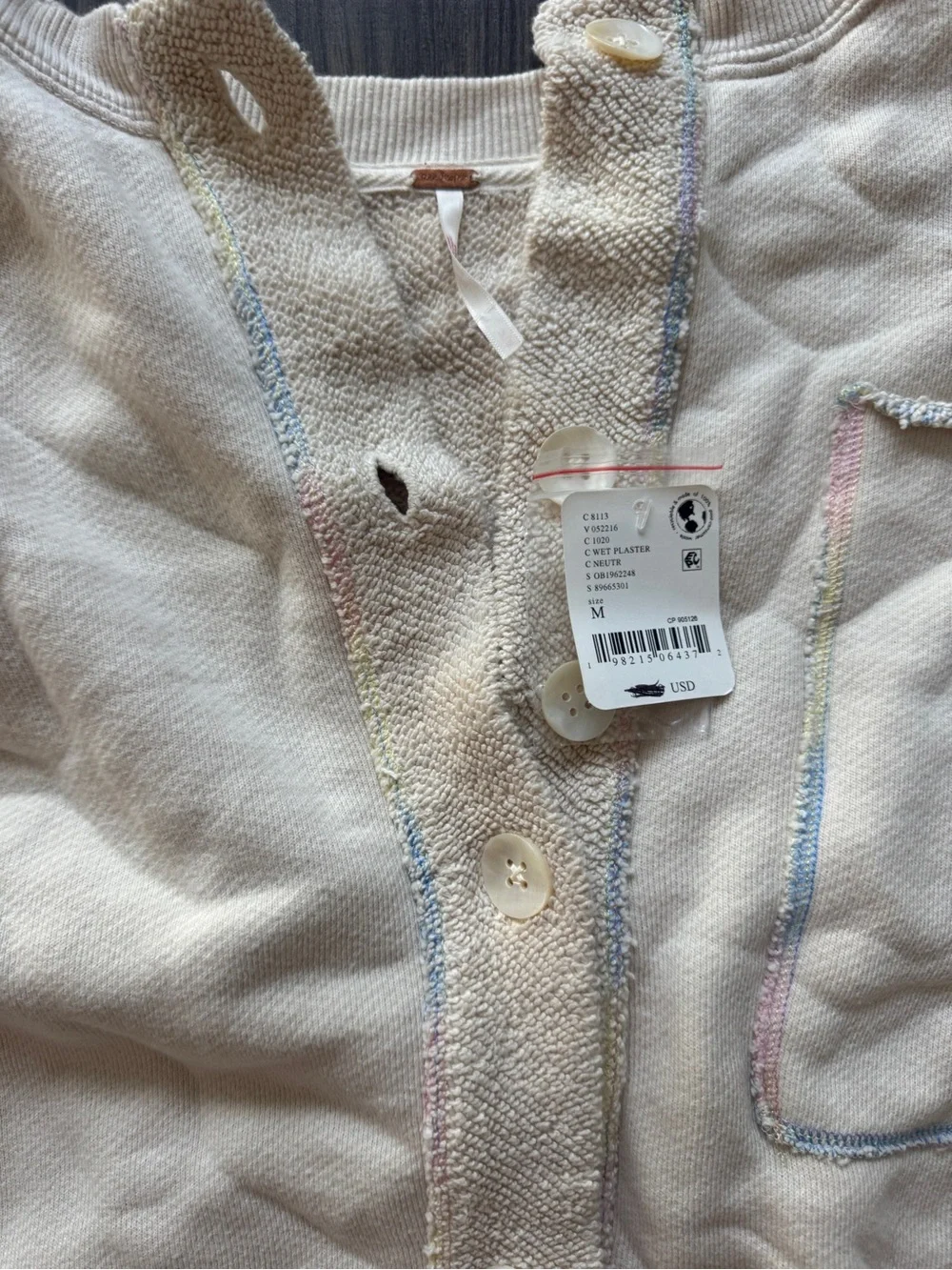 NWT Free People Cream & Multi Color Matilda Cardigan